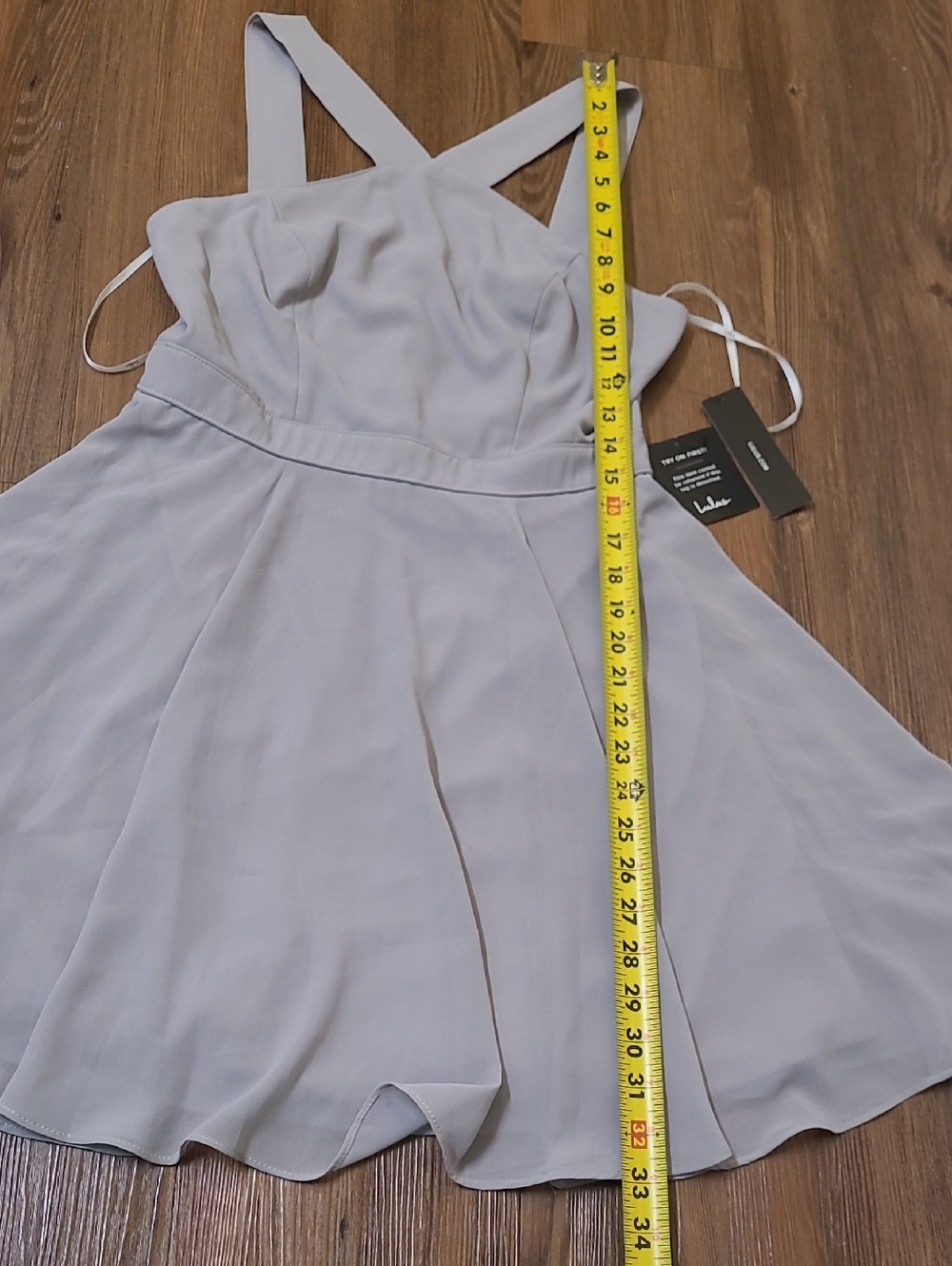 Lulu's Light Gray Cross-Back Fit & Flare Mini Dress - Picture 5 of 12